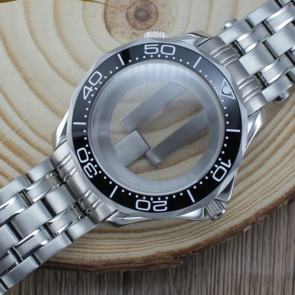 41mm Watch Case Bracelet Stainless Steel Waterproof For Seamaster NH35 NH36 Movement 30.5mm Dial Watch Accessories Repair Parts