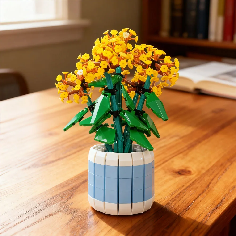 

IDEAS бонсай строительные блоки цветок офис креативная настольная сеть красные украшения мелкие частицы DIY сборочные блоки