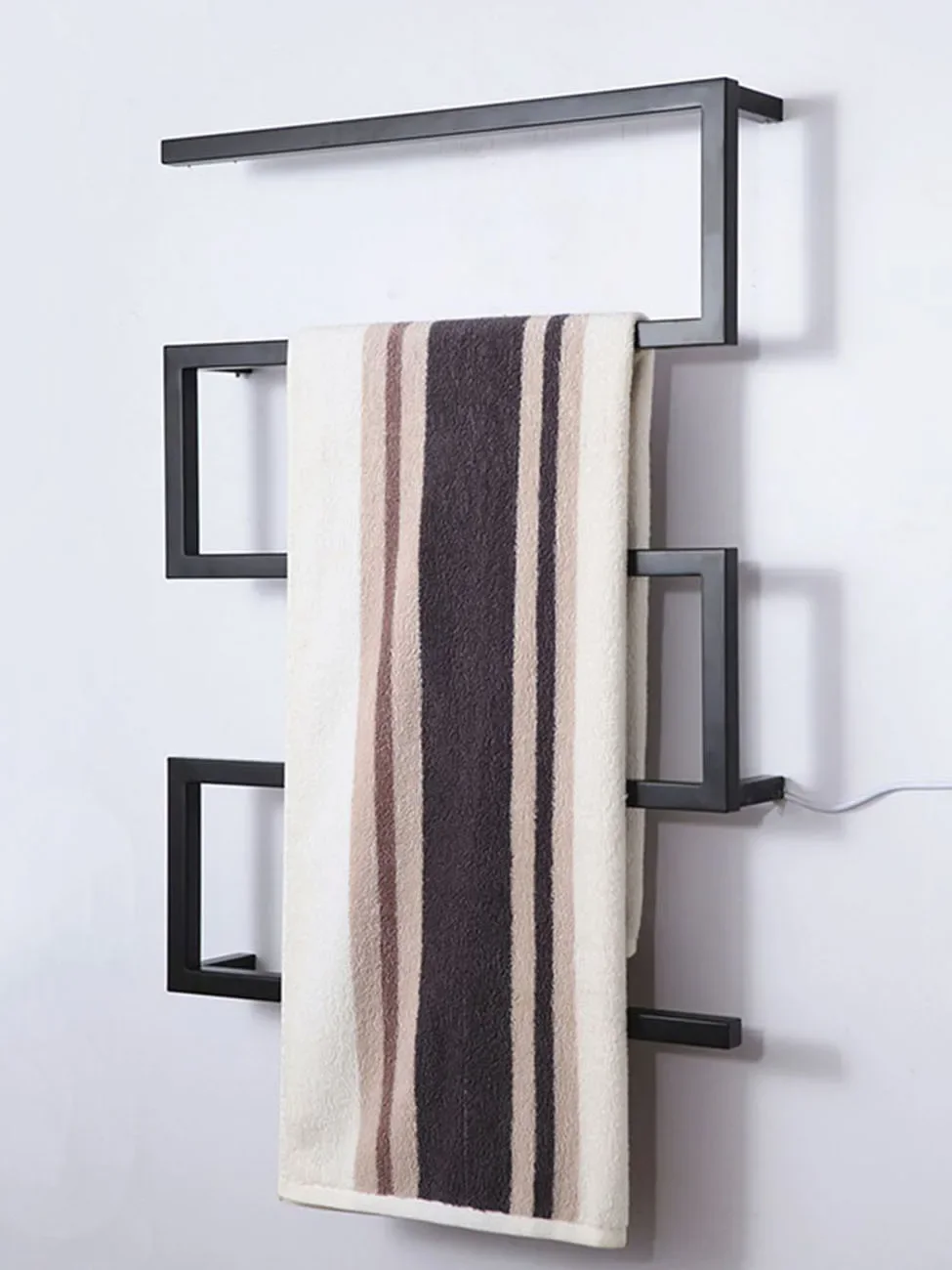 

Electric towel rack, intelligent constant temperature Nordic style black heating drying rack, bathroom storage rack, towel rack