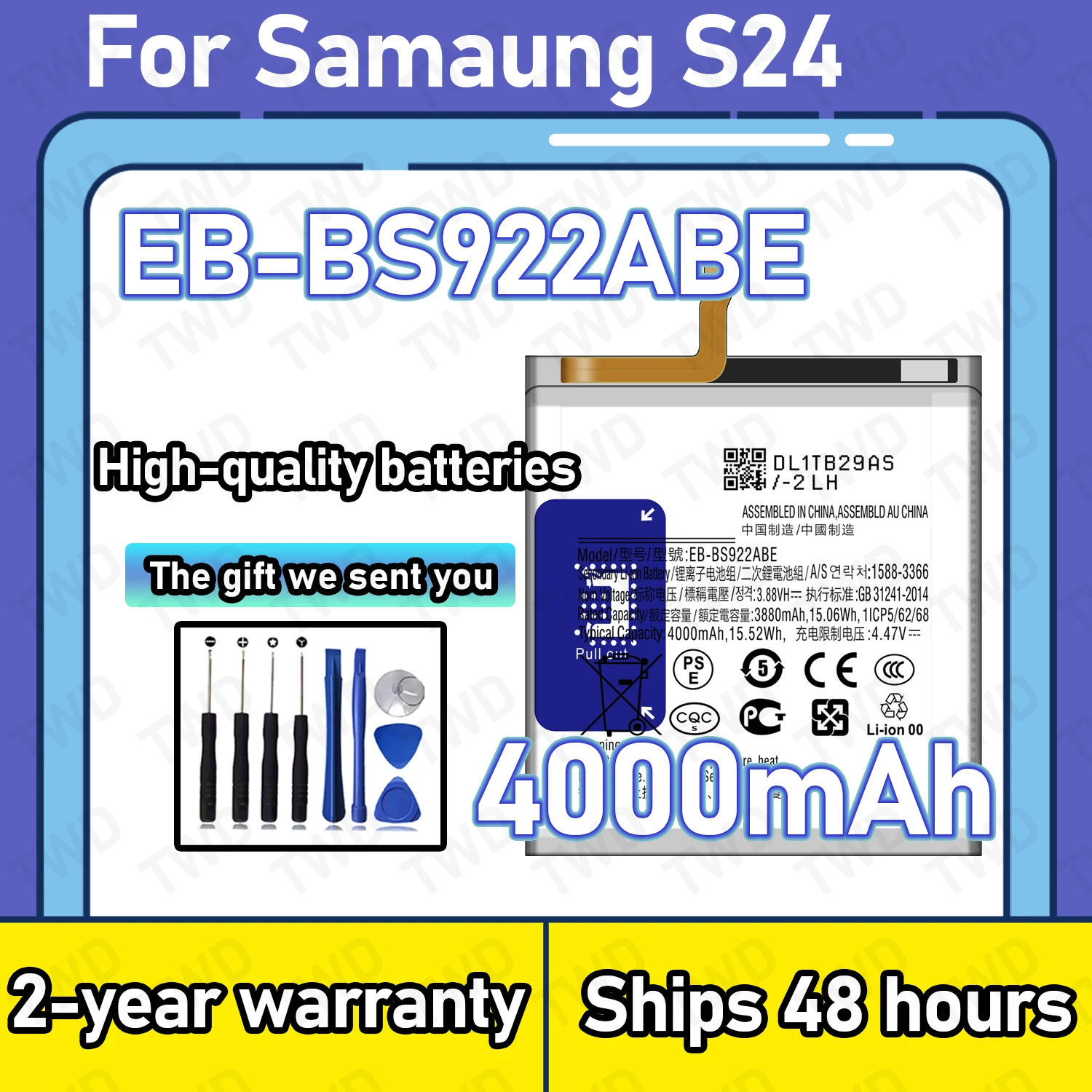 EB-BS922ABE 4000mAh Large capacity Battery For Samaung Galaxy S24 Batteries New High Quanlity+Free Tools