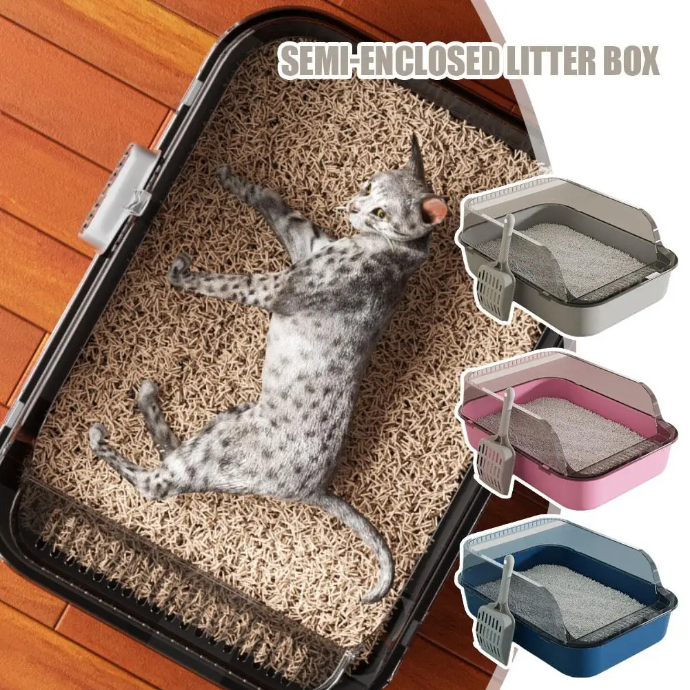 High Quality Cat Sandbox Semi-enclosed High Side Splashproof Installation Cat Easy Cats Box Cleaning Litter Toilet Cleaning J7Z7