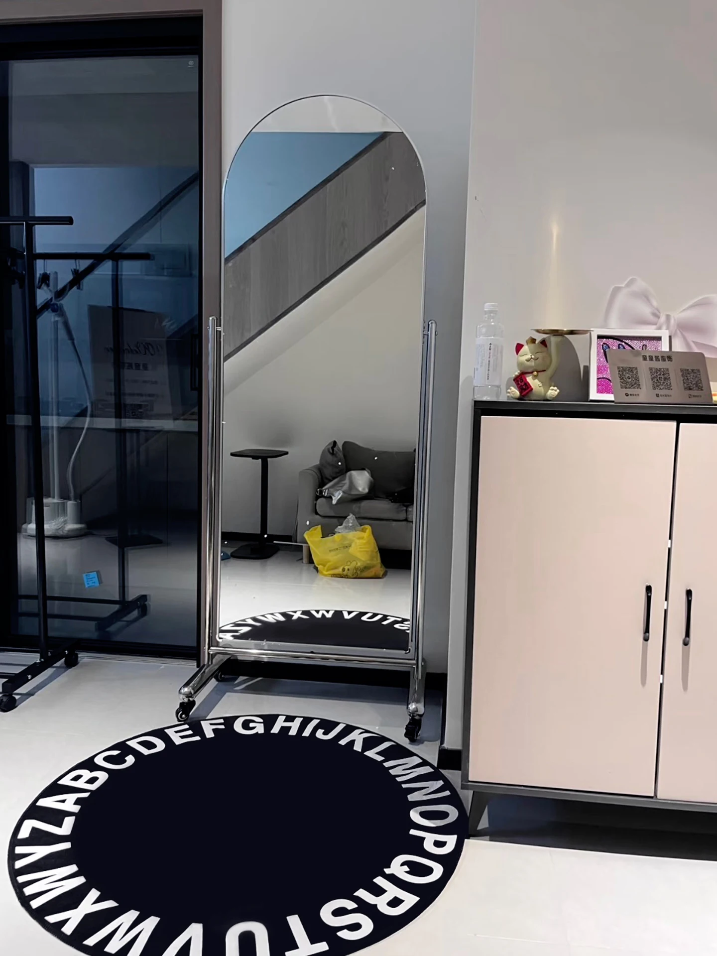 Black round Small Carpet Bedroom Living Room Computer Chair Mat Dustproof Rug under Bed Computer Desk Mat Fuxing Brand Home D...