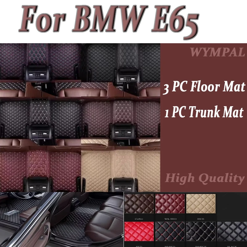 

Luxury Custom Auto Luxury Leather Car Floor Mat For BMW E65 2001 2002 2003 2004 2005 2006 Car Mat Full Set Women Waterproof