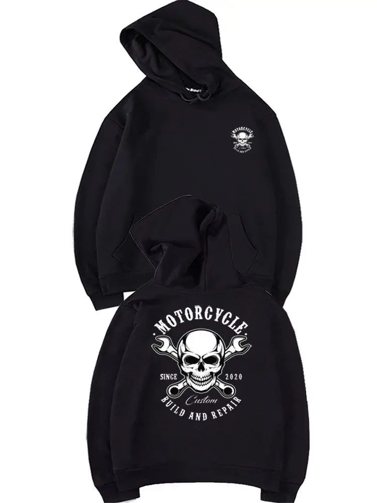 

Skull Pure Cotton Men's and Women's Loose Coat Tide Rock Motorcycle American Street Style Fall Winter Students Hooded Hoodie