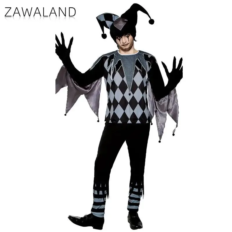 Zawaland Halloween Women Men Party Scary Circus Outfits Set Carnival Cosplay Movie Clown Dress Up Costumes sf/1