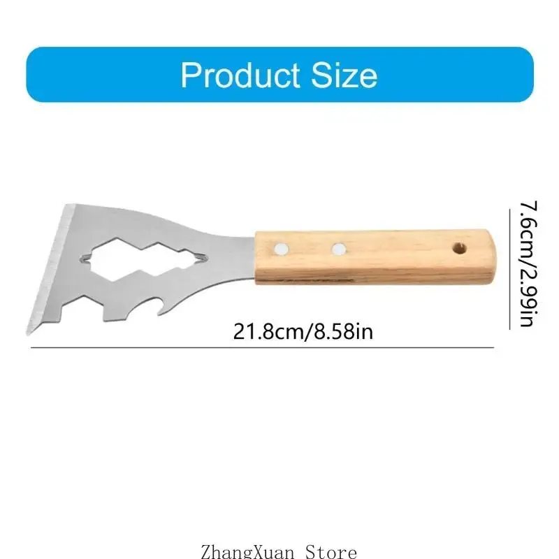 3xuf kokoh stainless steel scraper dengan pegangan kayu aksesori portabel nyaman untuk berbagai tugas pembersihan