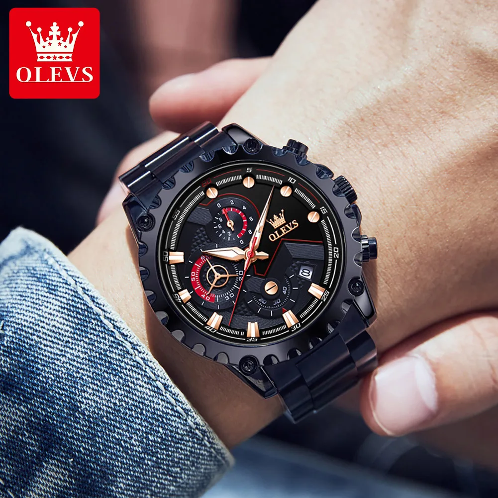 OLEVS Men's Watch Top Luxury Brand Date Waterproof Multi functional Timing Watch Fashion Sports Business Quartz Men's Watch