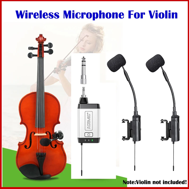 ACEMIC Q2/VT-5 Wireless Microphone Radio System Condenser for Violin Pickup Suitable Live Broadcasts Karaoke Street Performances