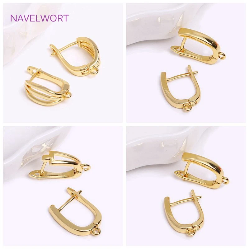 Smooth Lever-Back Earring with Open Ring 14K Gold Plated Earring Hook Clasps Findings DIY Jewelry Making Accessories Wholesale