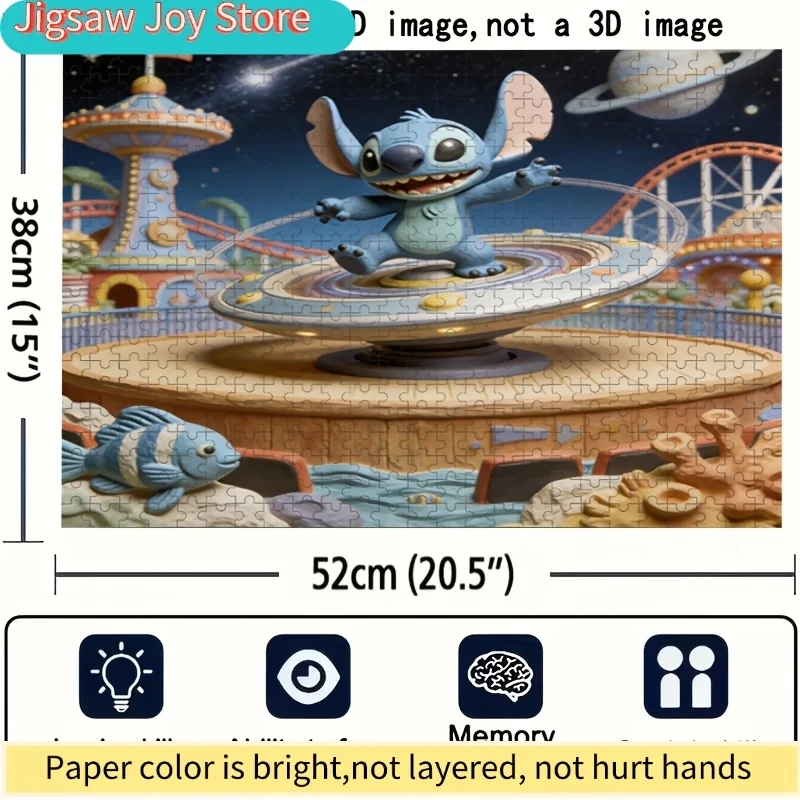 Puzzle 2D plat, Disney Stitch et Mickey Mouse, décoration intérieure, imprimé en 2D, 500 pièces, défi éducatif pour adultes, adapté aux enfants