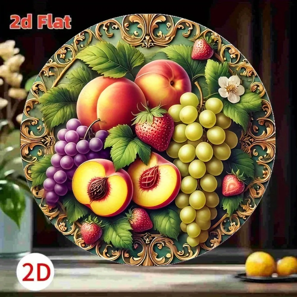 빈티지 과일 테마 복숭아, 포도, 딸기, 꽃무늬 금속 장식 고급스러운 주방용 홈 선물