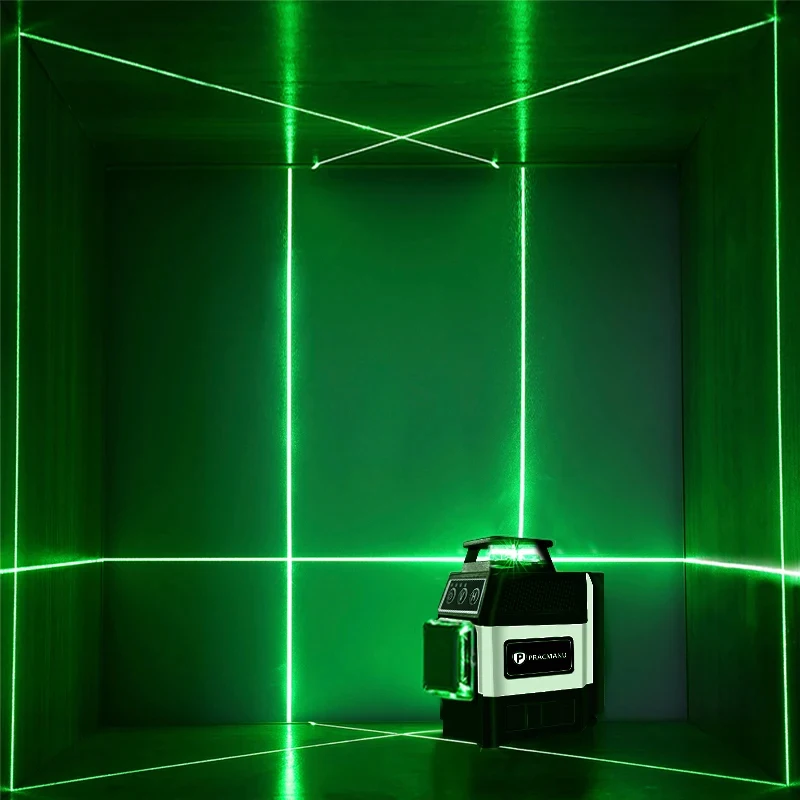 Pracmanu Mini 12 Lines 3D Laser Level 360 Self-Leveling Horizontal And Vertical Cross Line Laser Level Super Powerful Green Beam