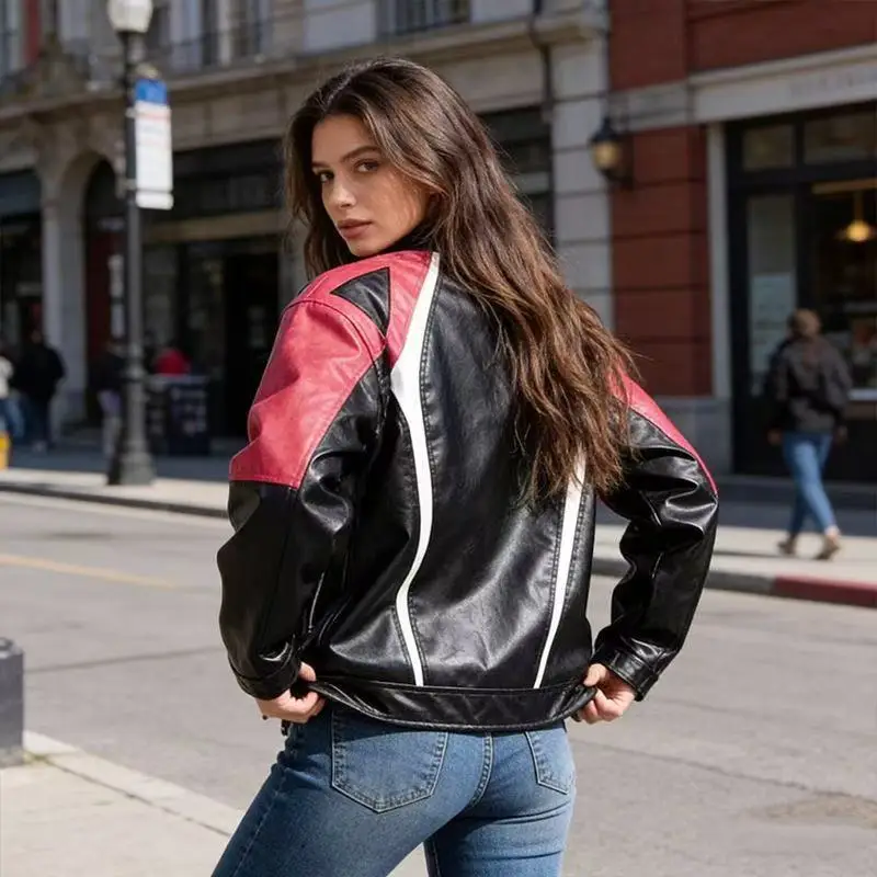 Vintage American Racing Wear Couple Leather Jacket Senior Design Feeling Plankton Handsome Motorcycle Leather Jacket