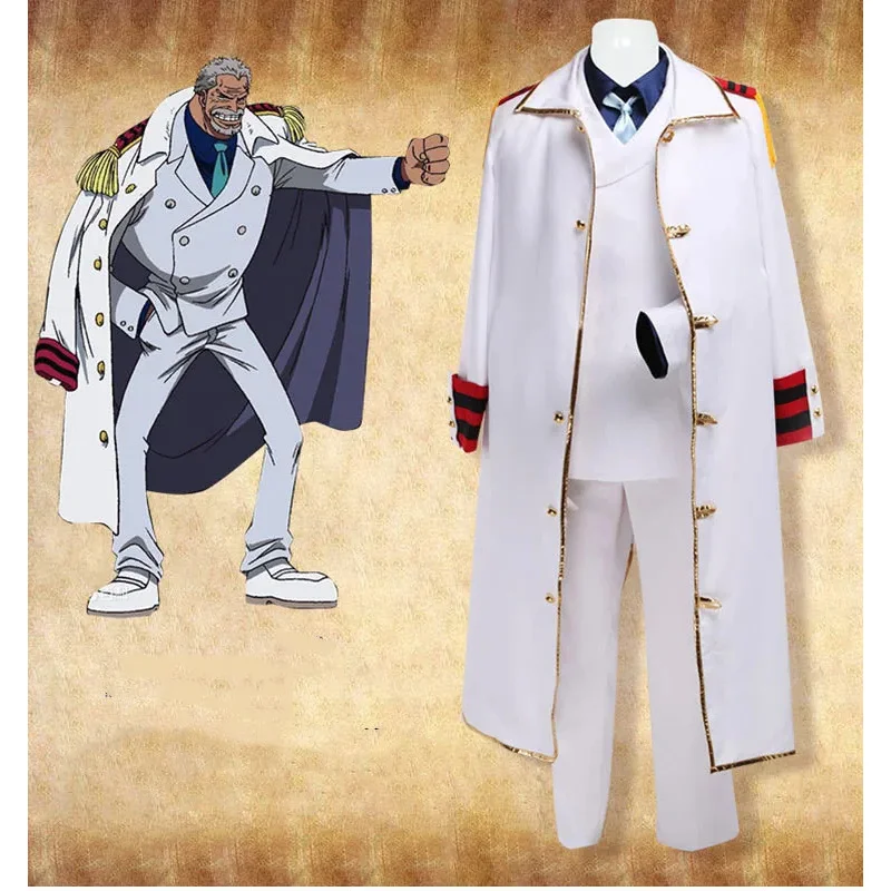 เสื้อโค้ทกางเกงสำหรับทั้งชุดชุดคอสเพลย์อะนิเมะ One Monkey D GARP ชุดเครื่องแบบการแสดงสำหรับงานปาร์ตี้ฮาโลวีนสำหรับผู้ใหญ่