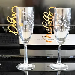 10 Pcs, 50Pcs Personalized Wine Glass Charms, Custom Name Charm, Laser Cut Acrylic Place Cards, Wedding Drink Tags