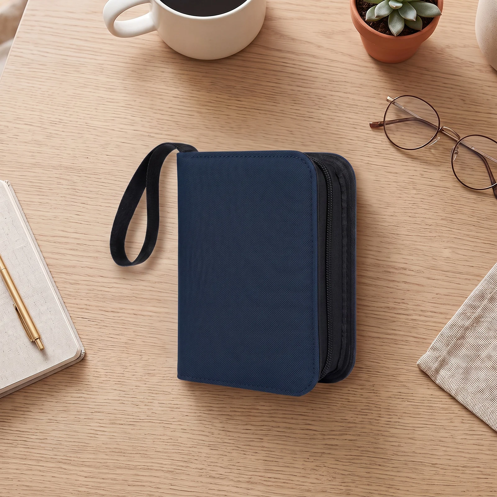 40 Pocket Card Album Diamond Texture PU Leather Zipper Acid-Free Side- Card Sleeve Binder
