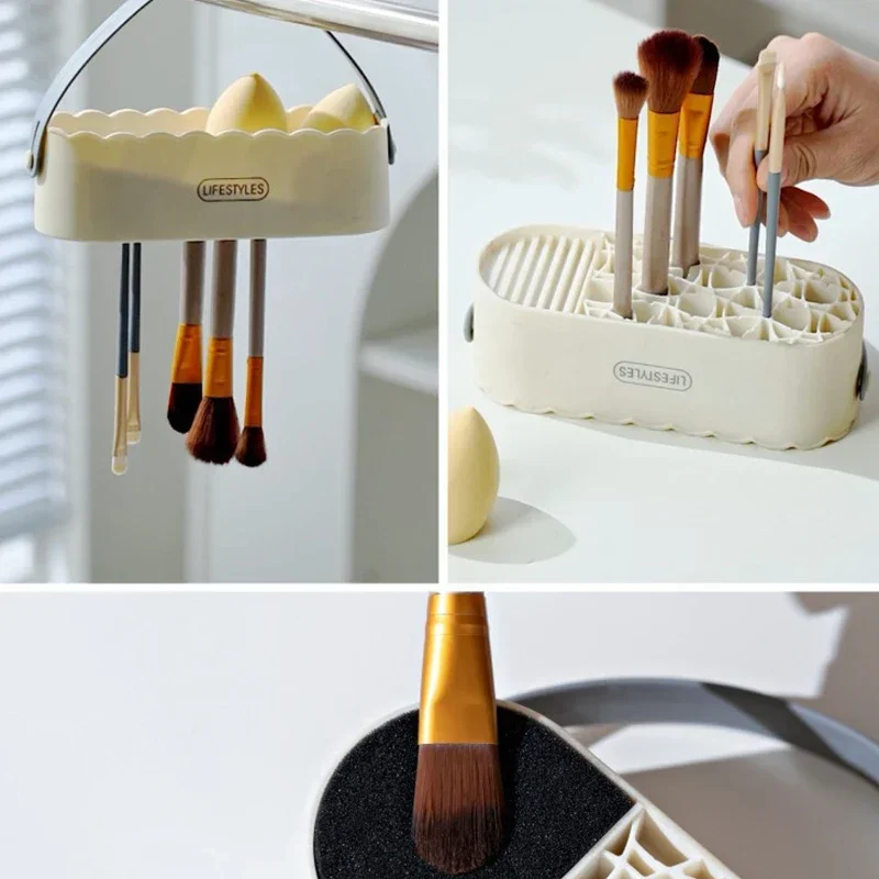 Make-upborstel Reinigingsdoos Poederdons Schoonheid Ei Reiniging Drogen Geïntegreerd opbergrek Cosmetische opbergdoos Reinigingsgereedschap