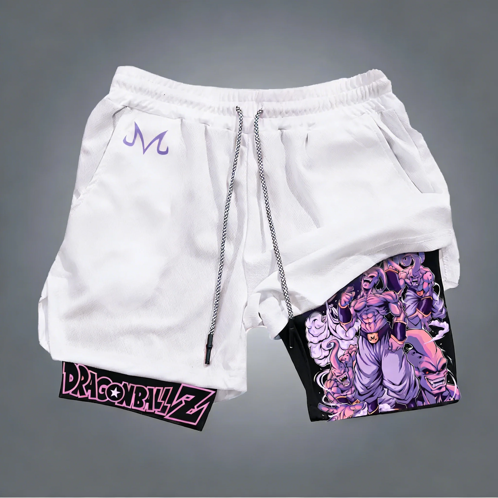 Dragon Ball Anime Majin Buu Trendy Printed Double Layer Shorts 2026 Men's Summer Boxing Sports Quick Drying Breathable Shorts