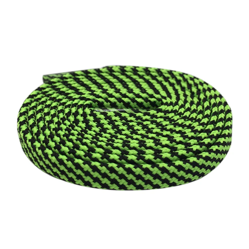 Premium 7mm Black-Green Striped Flat Polyester Shoelaces For Boots lacet Casual Canvas Sneaker Easy Shoe Cordons