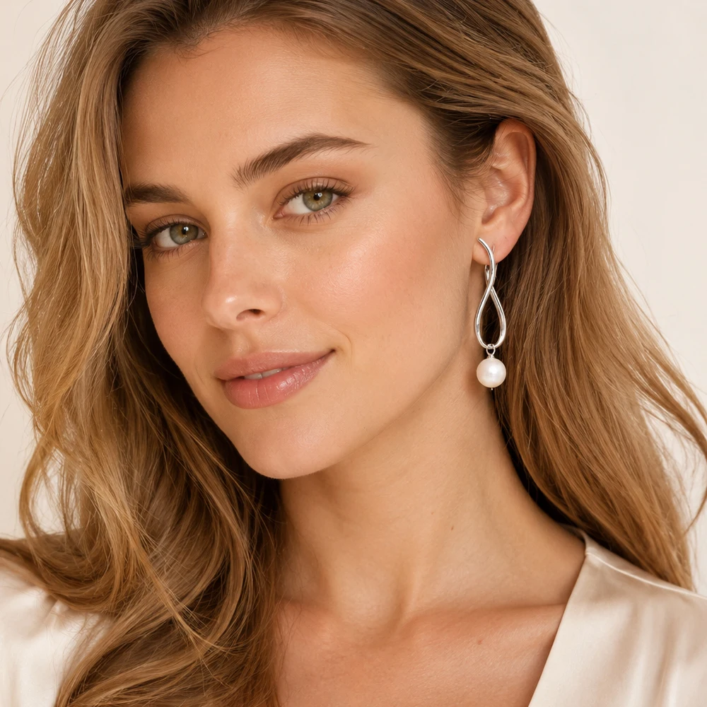 Eleganz Ohrringe Perle brandneuen edlen Schmuck für Frauen trend iges Geschenk in echtem Sterling silber – Detail 1