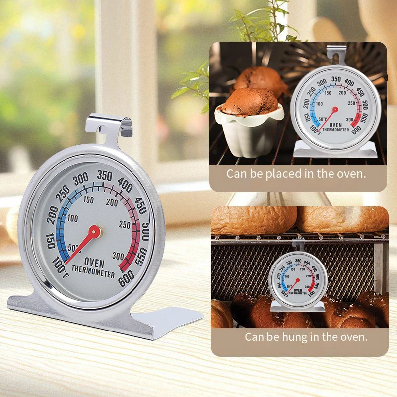 1pc Stainless Steel Oven Thermometer Instant Digital Readout 50-300°F/100-600°C Range Durable and Easy-to-Read for Ovens Grills