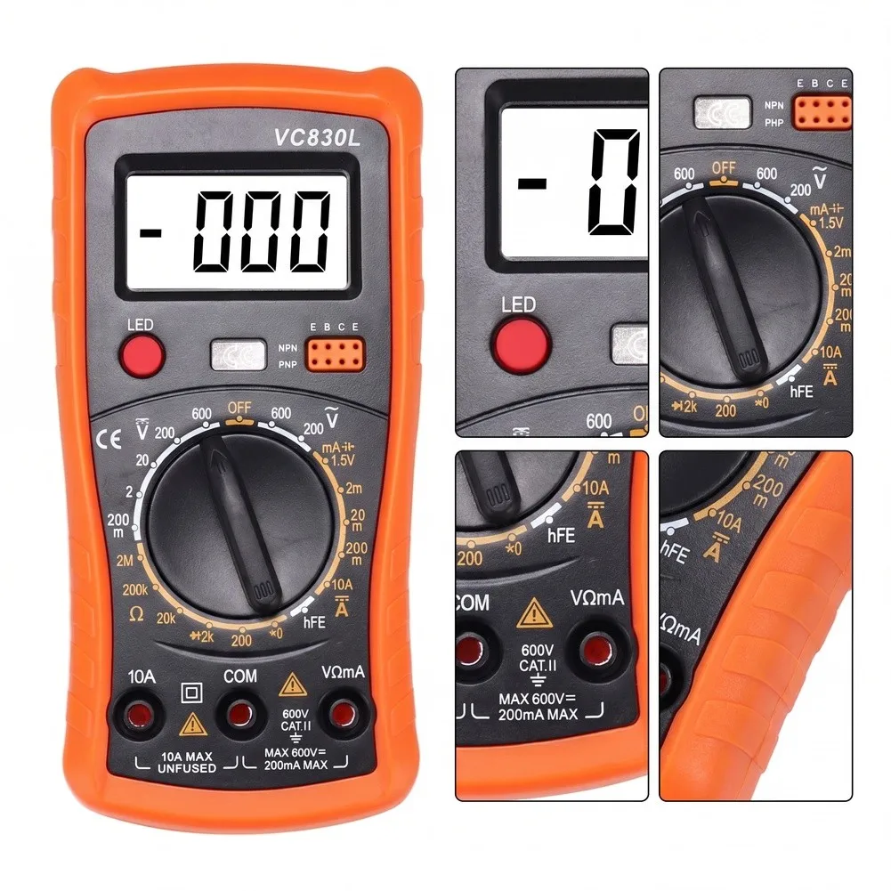 Digital Miniature Multimeter A830L Pocket Size LCD Display with White LED Backlight for Precision Measurements