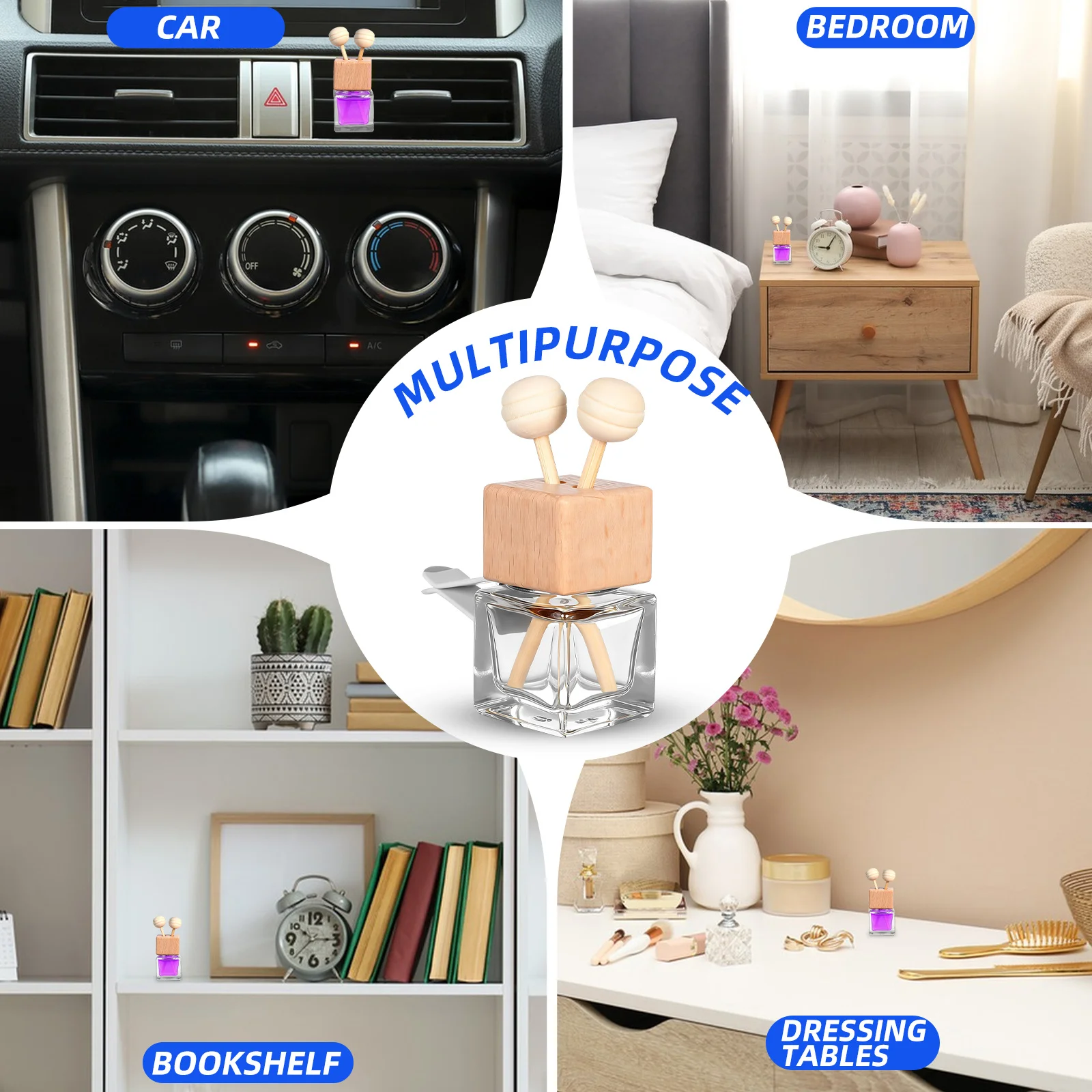 4 قطع من زجاجات العطور الزجاجية للسيارة، حاويات ناشرة للزيوت العطرية الشفافة مع ختم مانع للتسرب لاستخدام سيارة الروائح العلاجية