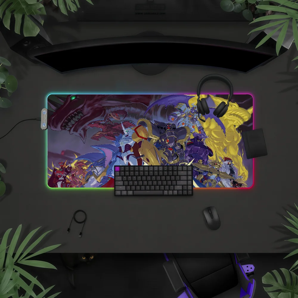 

Anime D-Digimon Game Mouse Pad RGB LED Light Colorful Game Keyboard Non-slip Cover Desk-mat Surface Waterproof