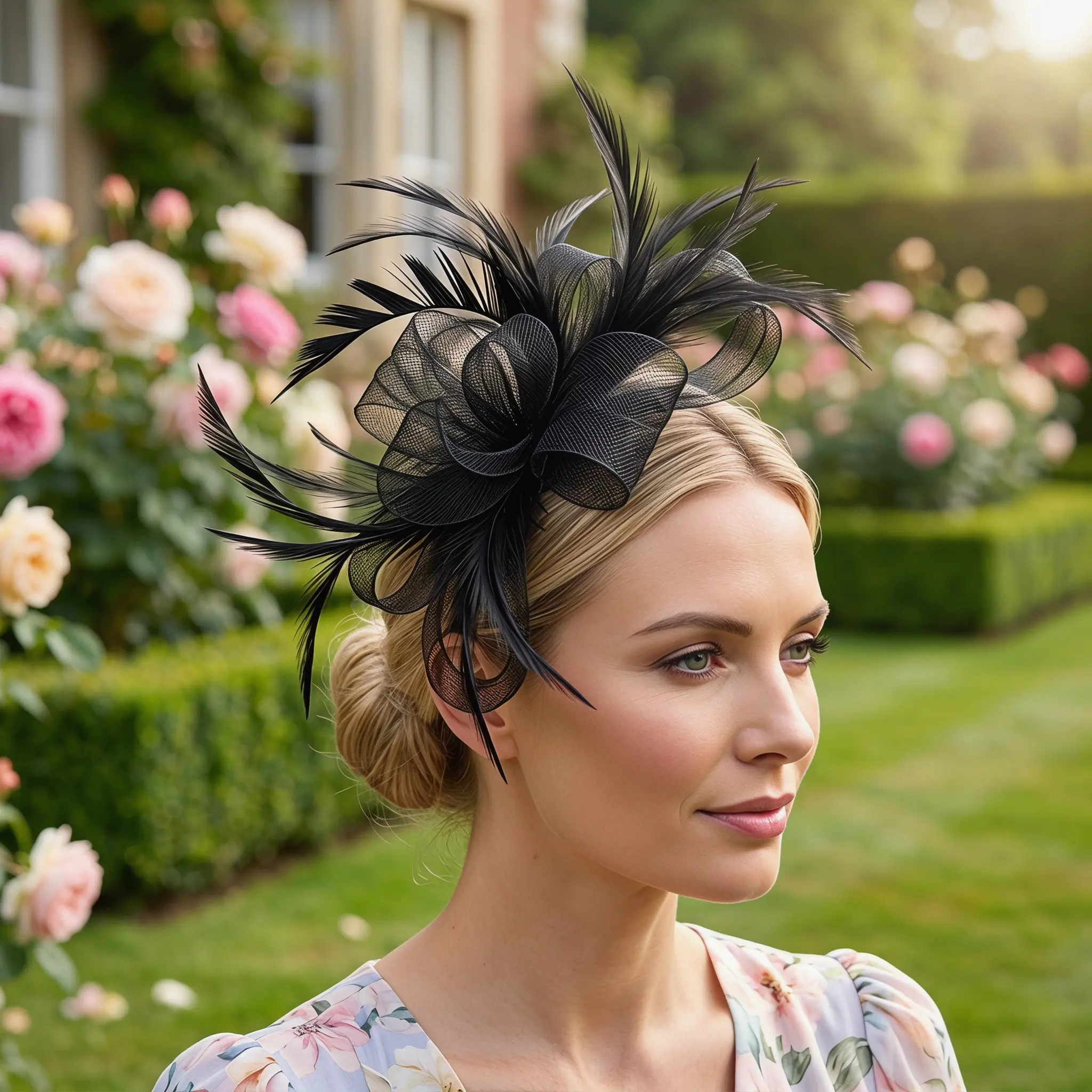 Women's Fascinator Hat with Veil & Feather Plume – Elegant Vintage Hair Clip Headband for Wedding and Formal Events
