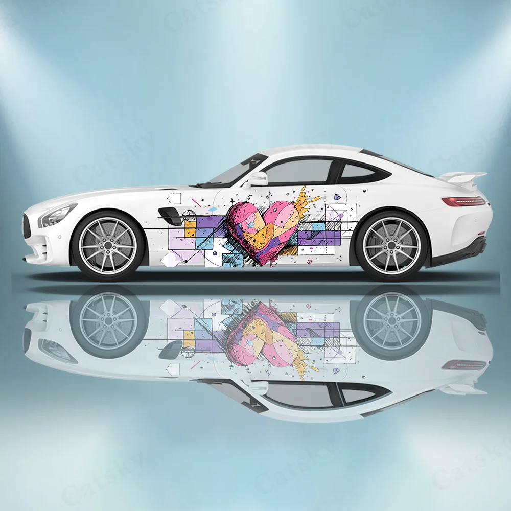 

Colored Heart Splash Car Vinyl Wraps Decal Self-adhesive PVC Sticker Suitable for Trucks SUV Decoration Auto Accessories Gift