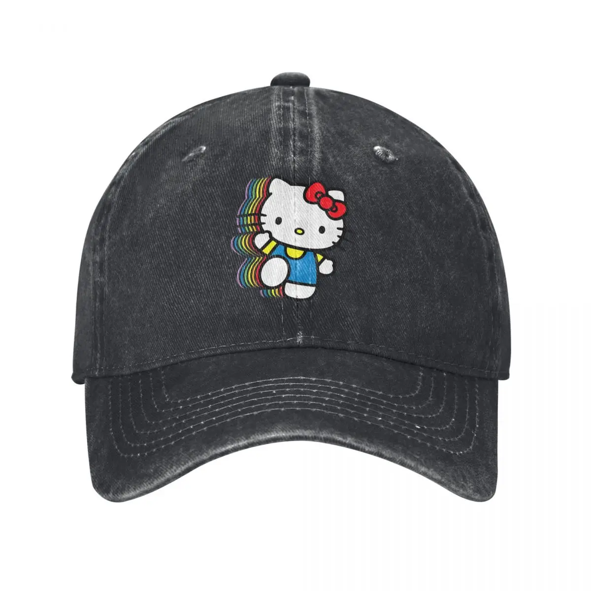 Fashion Hello Kitty Rainbow Baseball Caps Unisex Style Distressed Washed Snapback Hat Outdoor Summer Caps Hat