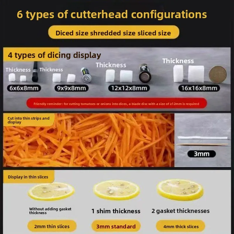 Vegetable cutter Commercial special shredder, multi-functional vegetable carrot potato dicing electric slicer 5