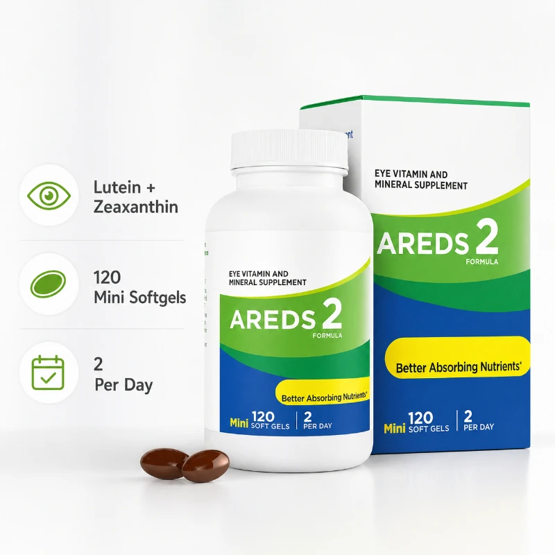 AREDS 2 Formula Eye Vitamin Supplement with Lutein, Zeaxanthin, Vitamin C, E, Zinc & Copper, 120 Mini Softgels for Vision Health