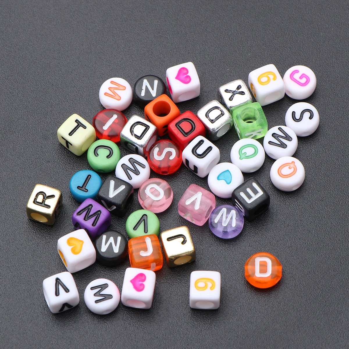 

1080 pcs for Jewelry Making Bead Bracelet DIY Acrylic Letter Beads Craft Jewelry Making Colored Hole Smooth Beads