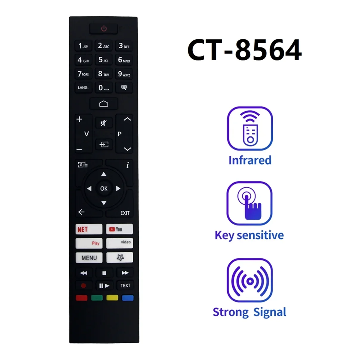 CT-8564 Remote Control Is A Substitute Remote Control for Toshiba Smart LED TV RC45157 50UA2063DG 2263DG TV Remote Control