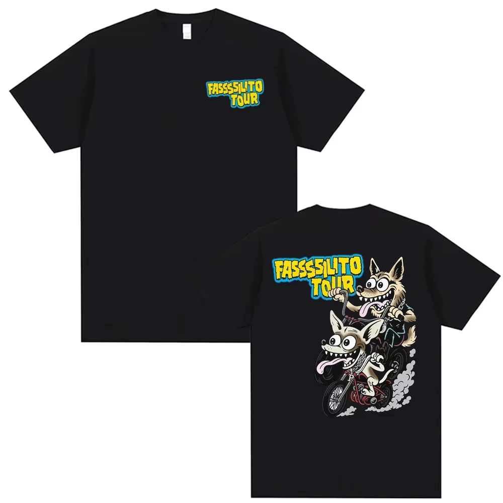 Singer La Pantera Fassssilito Tour T Shirts Men Women Casual Male Cotton Oversized T Shirt Fashion Vintage Cartoon T-shirts Tops
