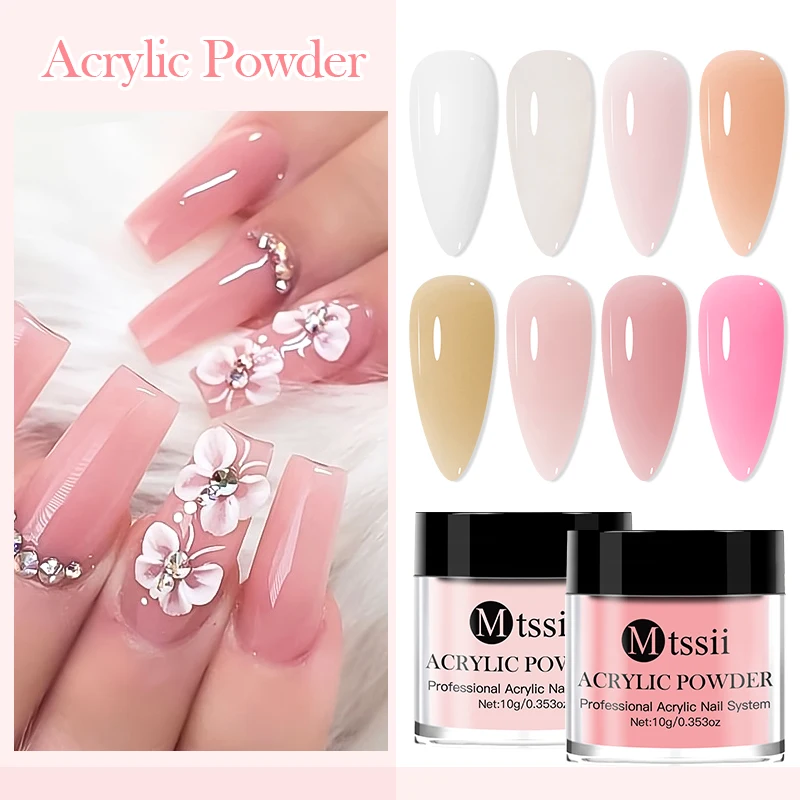 ชุดผงอะคริลิคสำหรับทำเล็บ 8 ชิ้น พร้อมน้ำยาโมโนเมอร์สีใส สีนู้ด สีชมพู พร้อมแปรงสำหรับต่อเล็บ แกะสลักลายดอกไม้ DIY