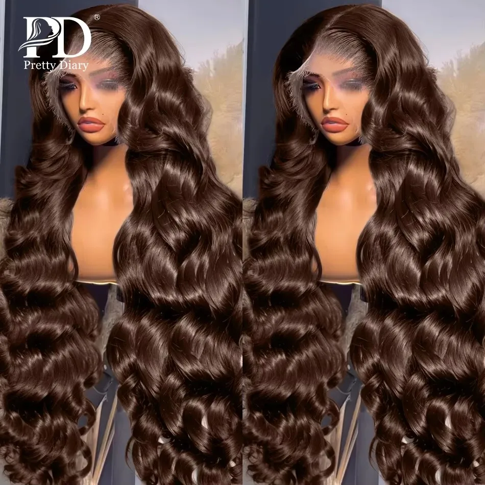 Body Wave 13x6 Chocolate Brown HD Transparent  Lace Front Wigs Brazilian 13x4 human hair wig Colored Wigs For Women