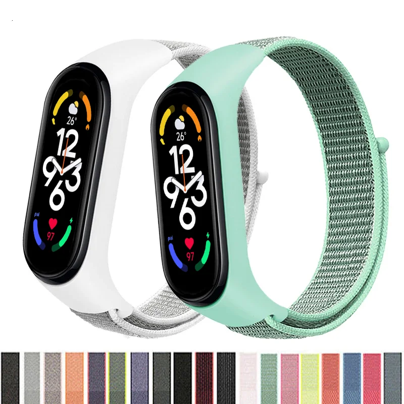 Nylon Strap For xiaomi mi band 6 Bracelet watchband pulsera correa Strap Miband Bracelet Wristband Sport loop Mi band 7 6 5 4 3