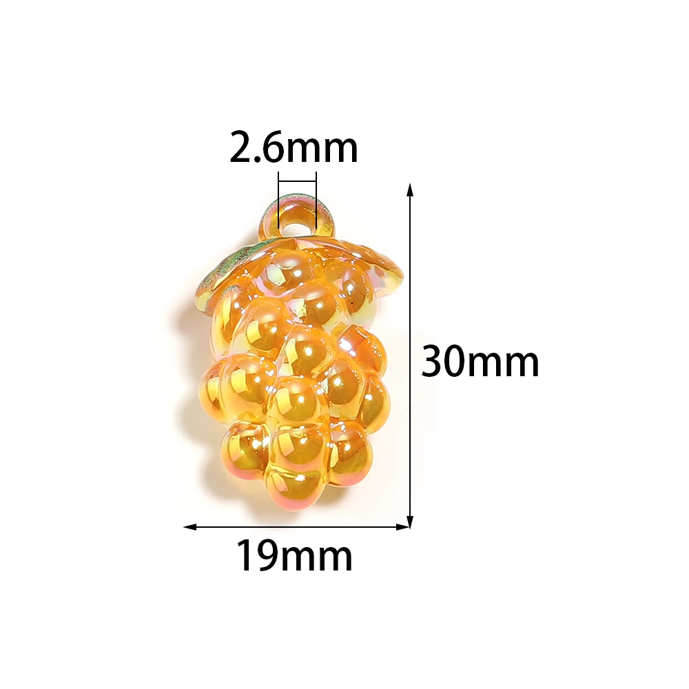 5pcs 19x30mm Jelly Color Grape Acrylic Charms Iridescent Fruit Charms Pendant For DIY Necklace Earrings Keychain Jewelry Making