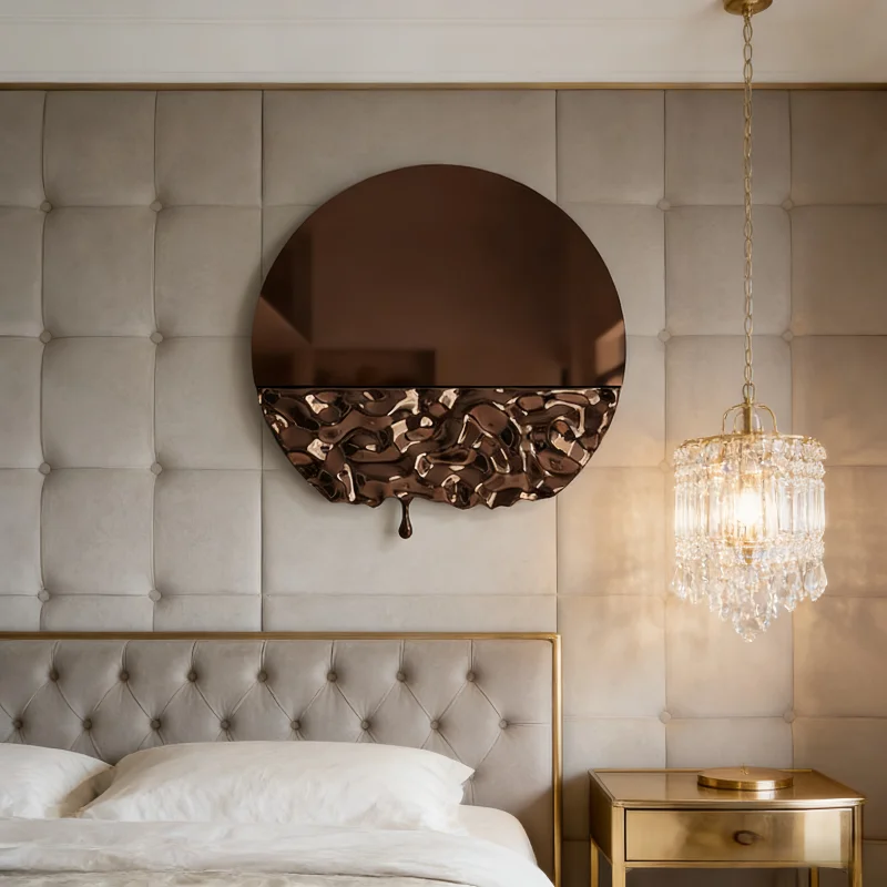 Ripple Water Droplets Wall Pendant Mirror Metal Background for Living Room Bedroom Villa Decorative Lighting