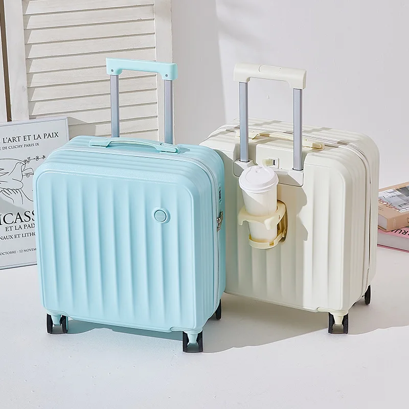 18/20 Inch Suitcase Boarding Multifunctional Travel Suitcase Student Password Trolley Case Rolling Luggage Bag With Cup Holder