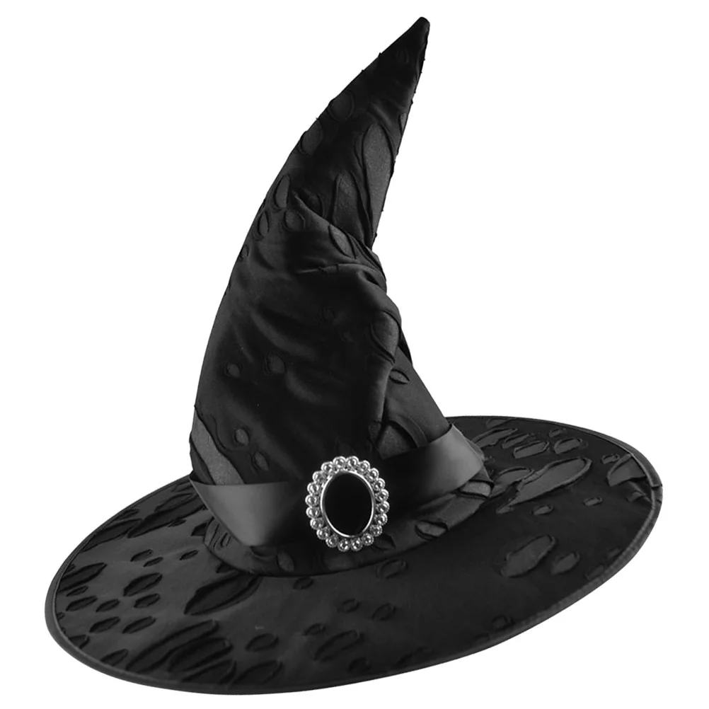 유니섹스 블랙 할로윈 마녀 모자 편안한 코스튬 액세서리 파티 헤드웨어 성인 및 어린이용 트릭트리트 마녀 모자