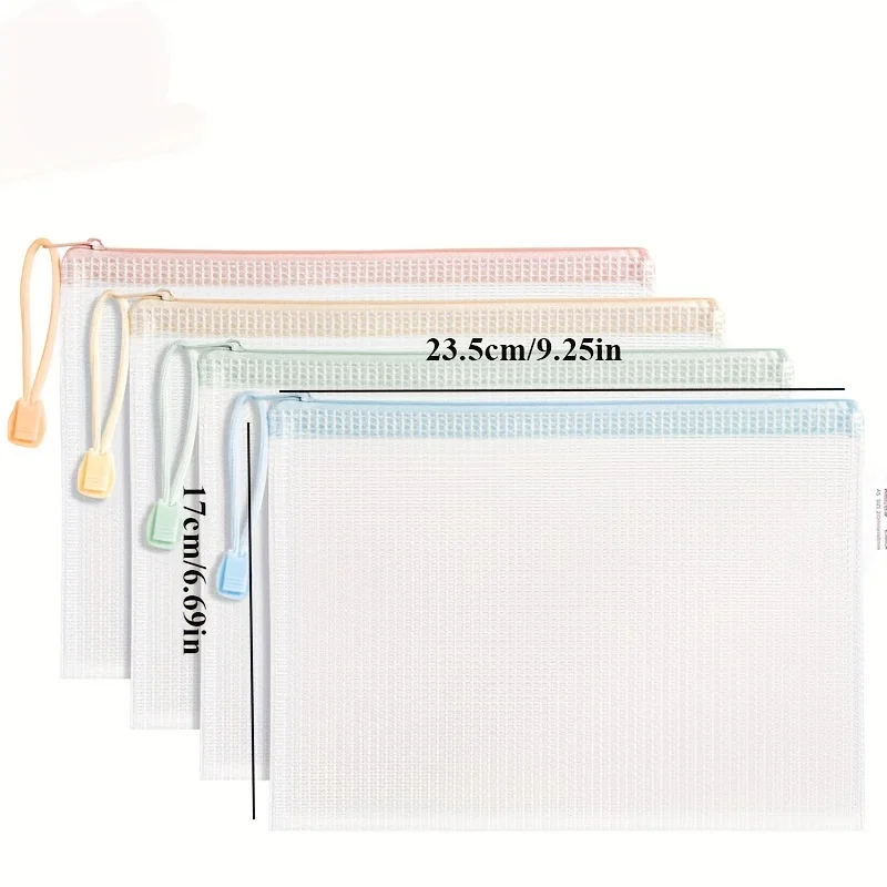 1pc Random Zipper Transparent Document Pocket for School Office Travel Organizing Storage