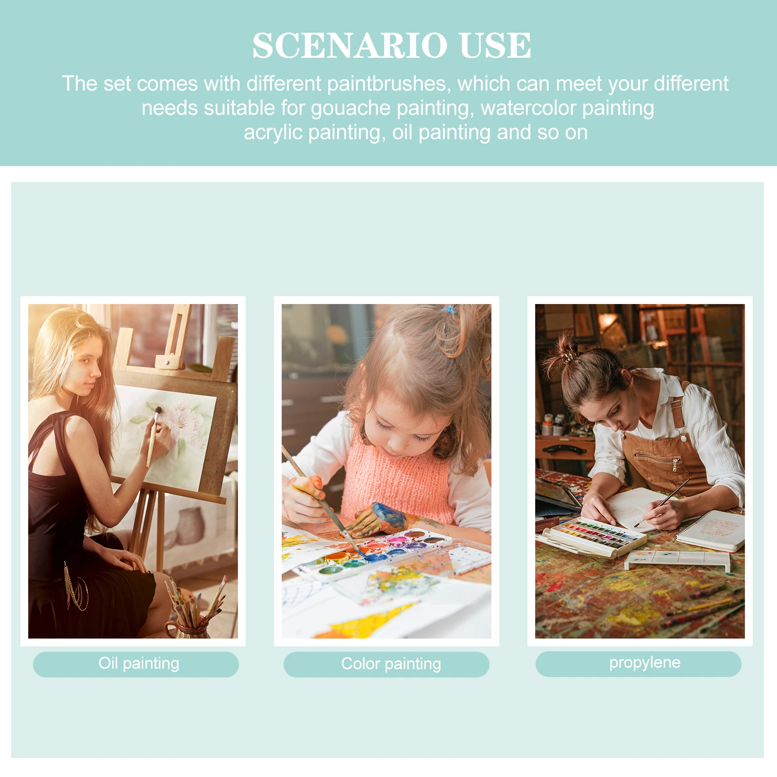 

10pcs Double Hair Paintbrush Set Artist Supplies For Oil Watercolor Paint Acrylic Painting Kids Students Artists Tools