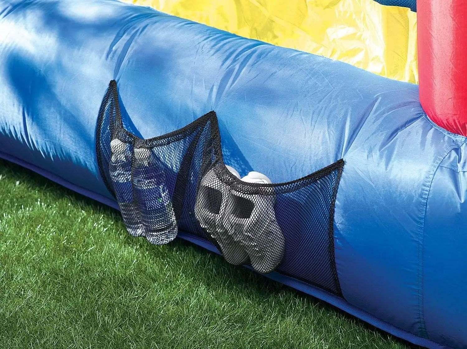 Jump 'n Slide Bouncer with Arched Canopy Overhead Cover, Plus Heavy Duty Blower, Stakes, Repair Patches, and Storage Bag |3-Kid