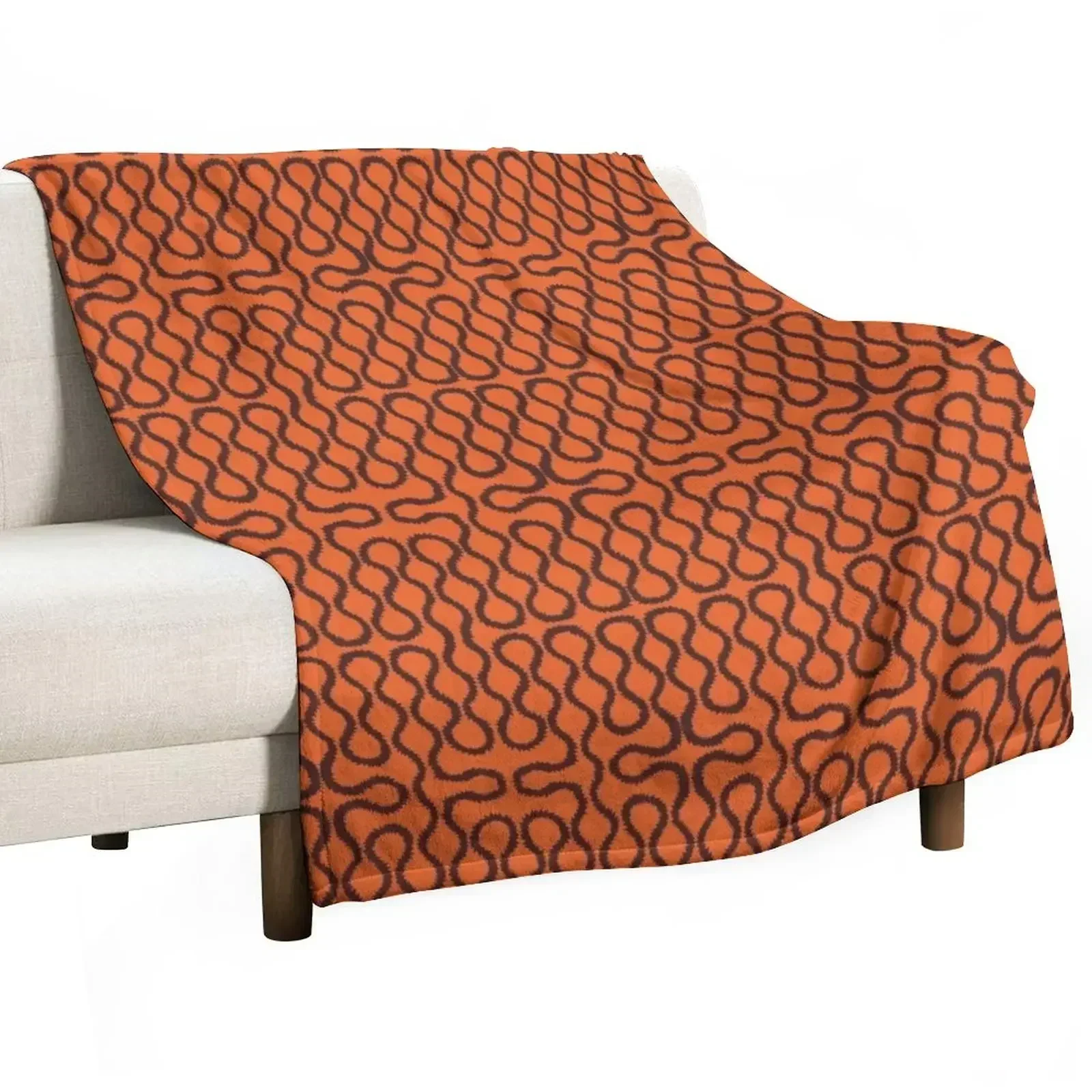 Orange black Squiggle pattern Throw Blanket All Season Soft Lightweight Blanket for Home