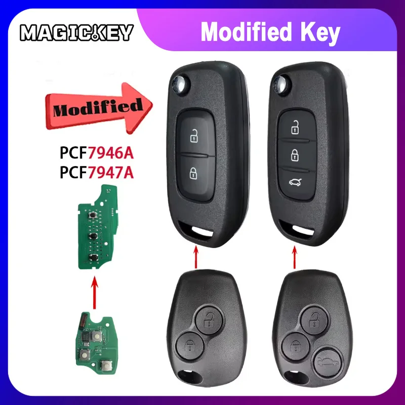 

PCF7946A PCF7947A 433MHZ Modified Remote Fob Flip Car Key For Renault Clio Wind Modus Kangoo Master Trafic Twingo