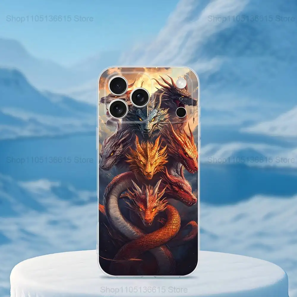 Funda de teléfono Fierce Cool Dragon para iPhone 16,15,14,13,12,11,17 Pro,Max,Plus,X,XS,XR,SE,Mini cubierta suave transparente