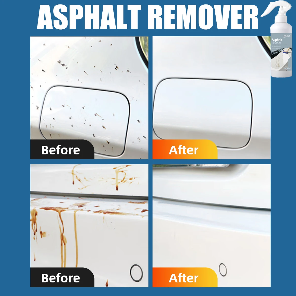 Asphalt Remover Car Adhesive Cleaner Spray Eliminates Road Tar Tarmac Stain Sticky Residue Shellac Bird Droppings Flying Paint